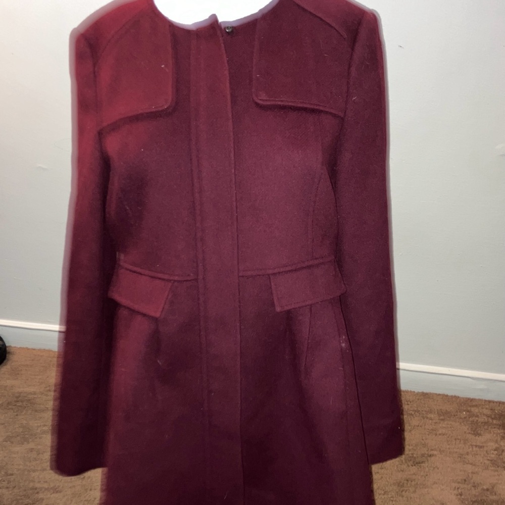 LOFT Chic Drop waist Collarless Pea Coat Sz S